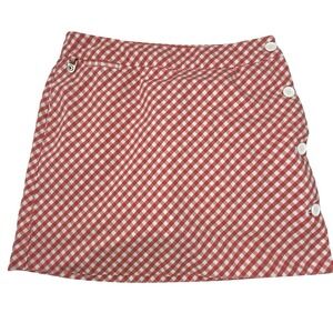 LIZ CLAIBORNE Size 6 Gingham Check Skort Pinkish Red White Momcore Vintage 90s